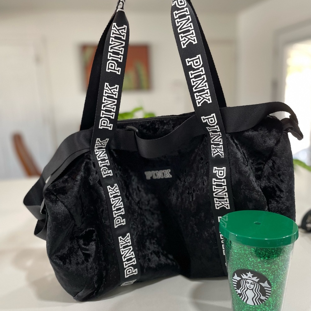 Victoria secret pink Travel Bundle BLACK VELVET  duffle Bag And Backpack